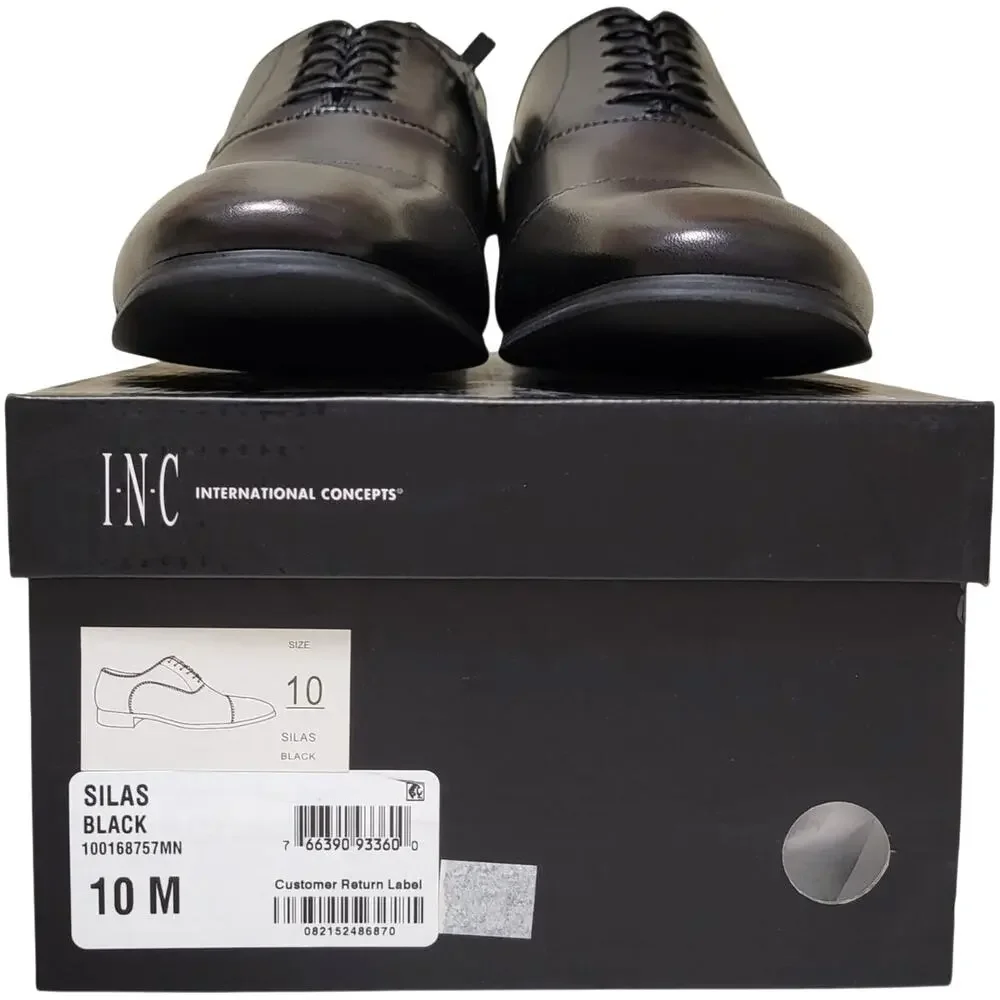 INC INTL Concepts Men Silas Cap Toe Dress Oxfords Size US 10M Black Leather